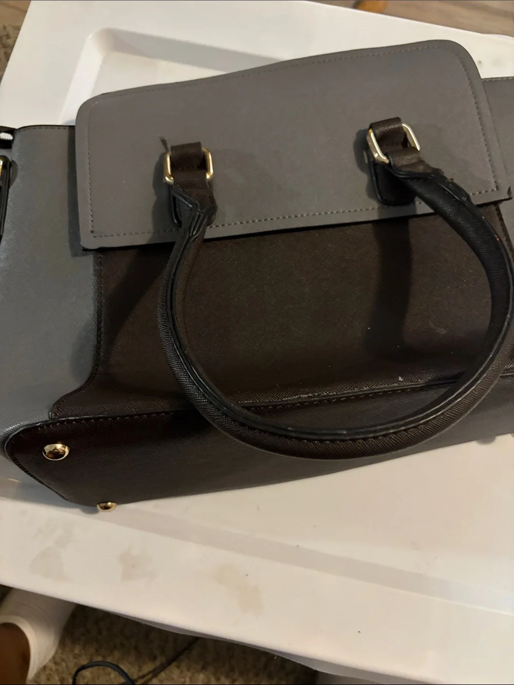 Michael Kors Gray and Brown Two-Tone Satchel